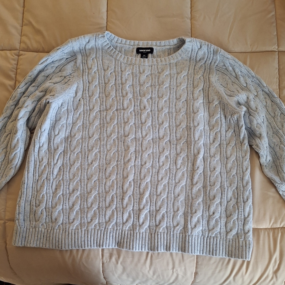 Lands' End Cable Knit Sweater in Light Blue